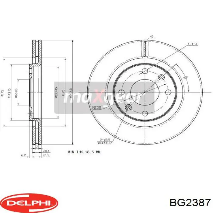 BG2387 Delphi Гальмо дискове переднє
