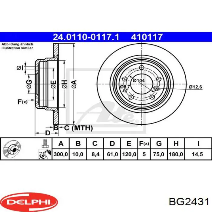 BG2431 Delphi диск гальмівний задній