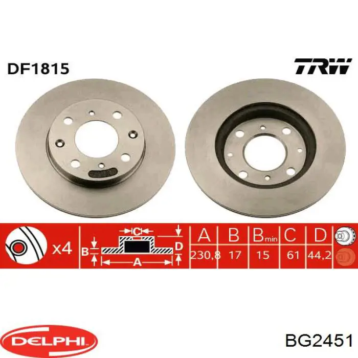 BG2451 Delphi диск гальмівний передній