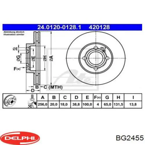 Диск гальмівний передній Delphi BG2455