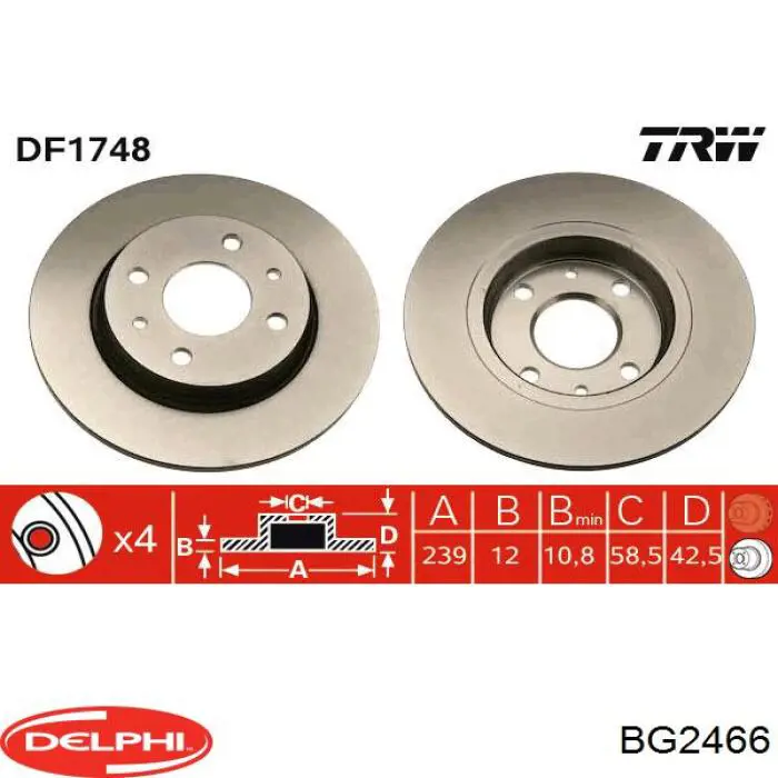 Диск переднього гальма Delphi BG2466 ціна, від 17.51 USD