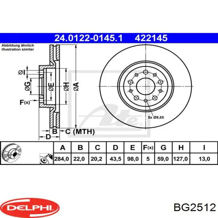 Диск гальмівний передній BG2512 Delphi