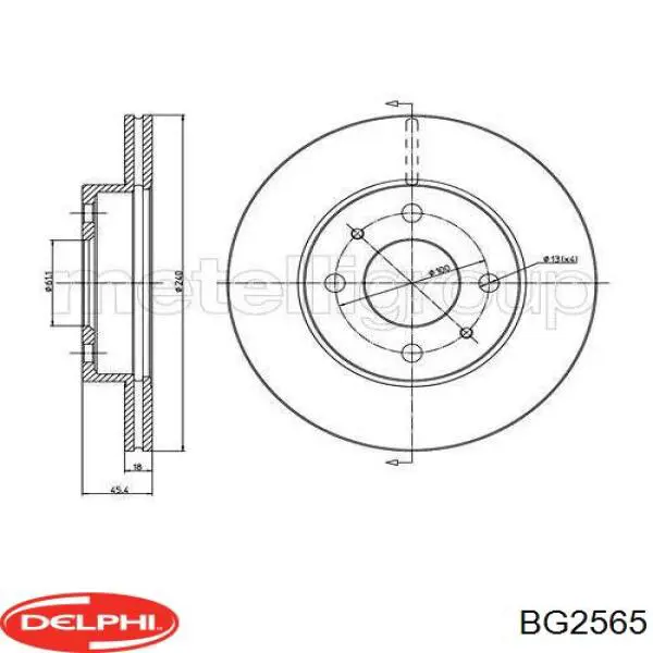 Диск переднього гальма Delphi BG2565 ціна, від 33.08 USD