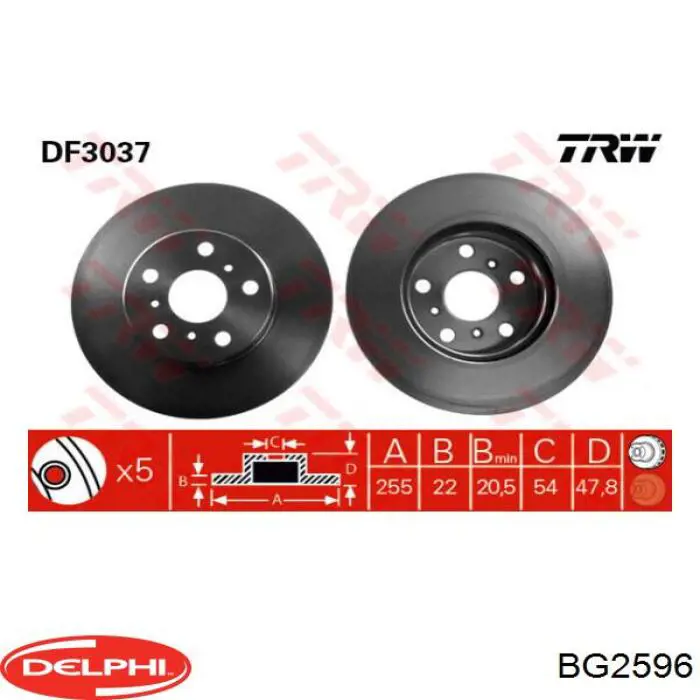 Диск переднього гальма Delphi BG2596 ціна, від 29.71 USD
