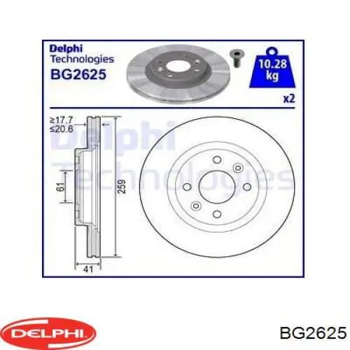 Диск переднього гальма Delphi BG2625 ціна, від 24.94 USD