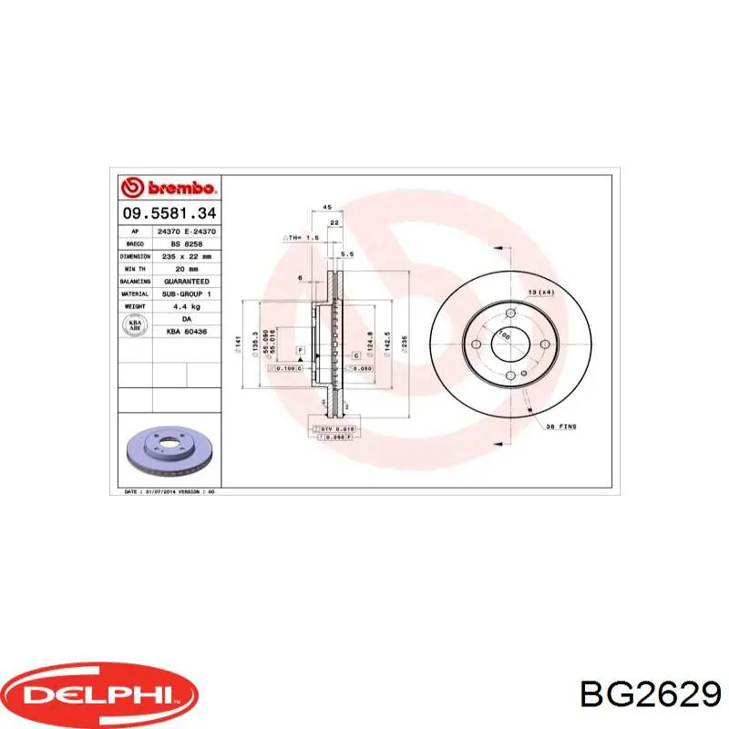 BG2629 Delphi диск гальмівний передній