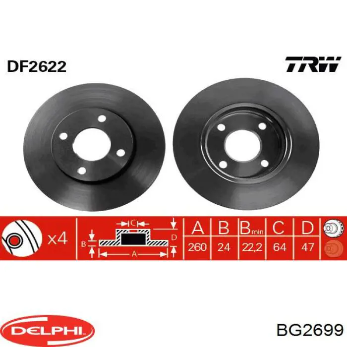 Гальмівні диски передні BG2699 Delphi