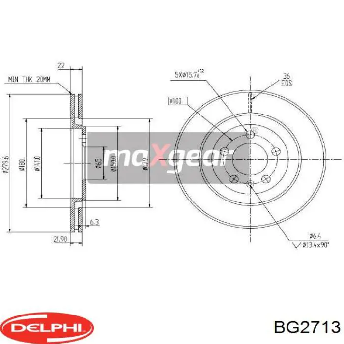 Диск переднього гальма Delphi BG2713 ціна, від 31.17 USD