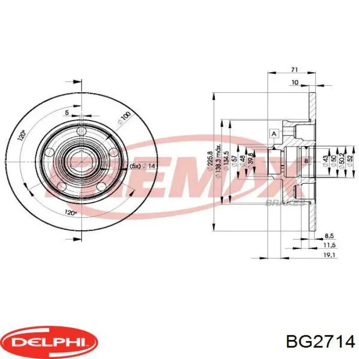 Купити BG2714 Delphi Диск заднього гальма