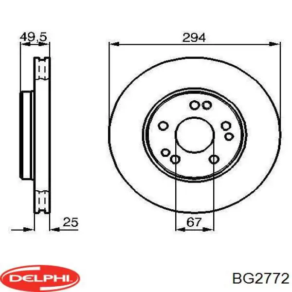 Диск переднього гальма Delphi BG2772 ціна, від 41.04 USD