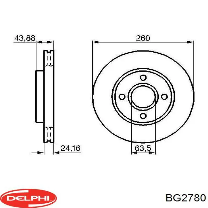 Диск гальмівний передній BG2780 Delphi