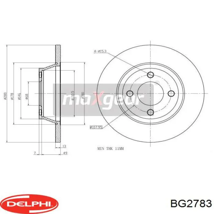 Диск переднього гальма Delphi BG2783 ціна, від 29.67 USD