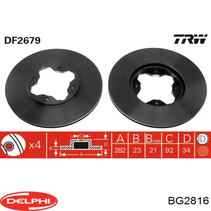BG2816 Delphi диск гальмівний передній