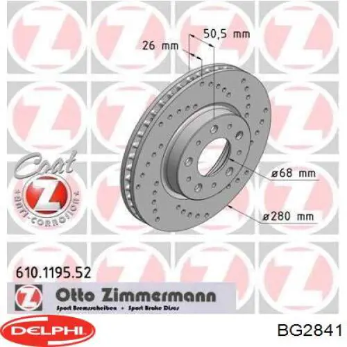 Гальмівні диски передні BG2841 Delphi