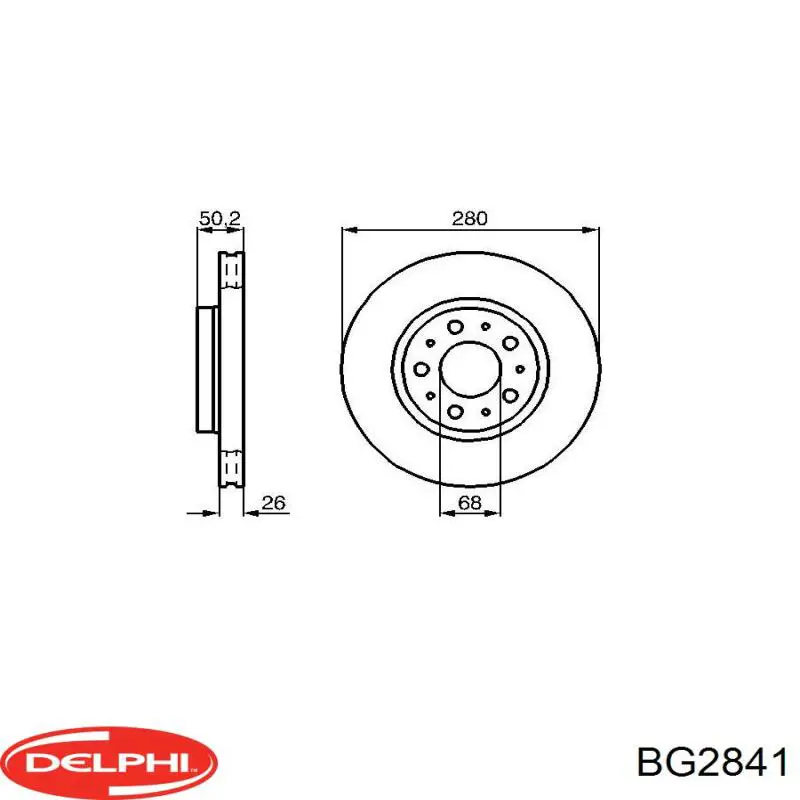Диск гальмівний передній Delphi BG2841