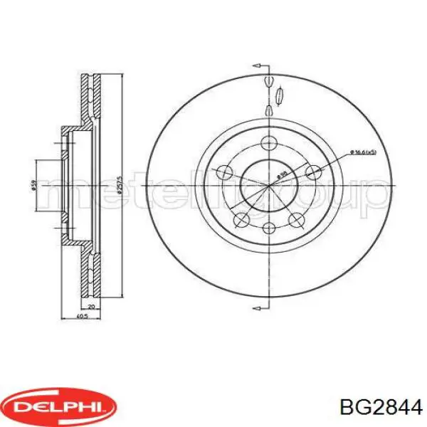 Диск переднього гальма Delphi BG2844 ціна, від 39.26 USD