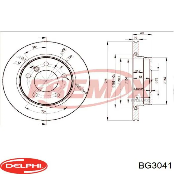 Диск гальмівний задній Delphi BG3041