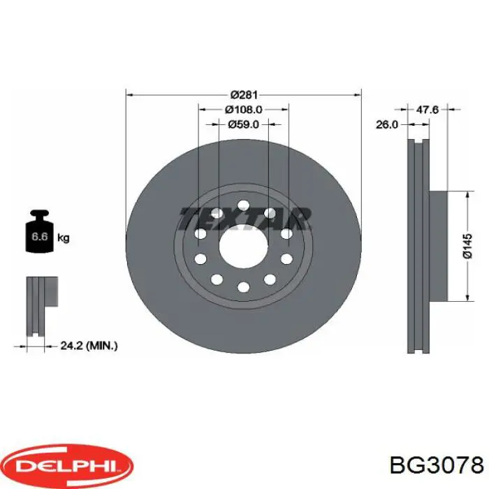 BG3078 Delphi диск гальмівний передній