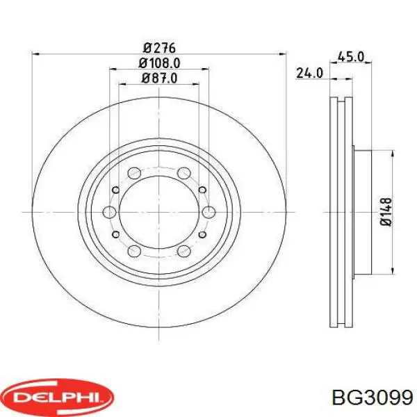 BG3099 Delphi диск гальмівний передній