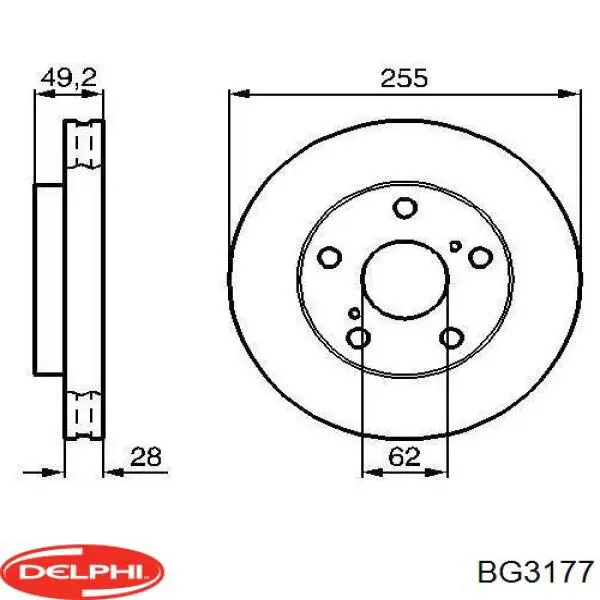 Диск гальмівний передній BG3177 Delphi