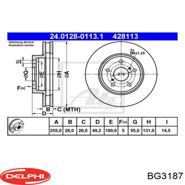 BG3187 Delphi диск гальмівний передній