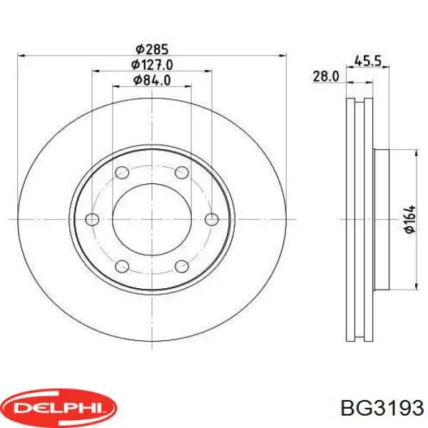 Диск гальмівний передній BG3193 Delphi