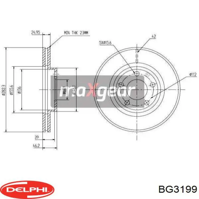 Диск переднього гальма Delphi BG3199 ціна, від 42.64 USD