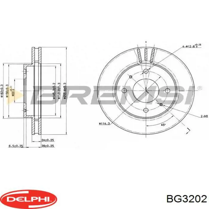 Диск переднього гальма Delphi BG3202 ціна, від 34.51 USD