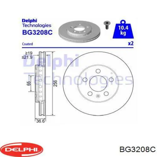 Диск гальмівний передній BG3208C Delphi