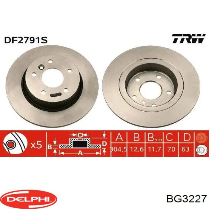 BG3227 Delphi диск гальмівний задній