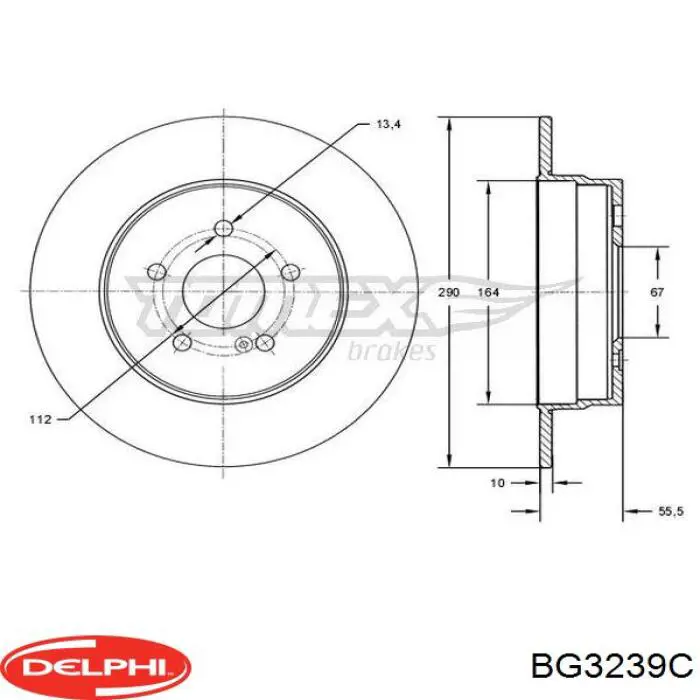 Гальмівні диски BG3239C Delphi
