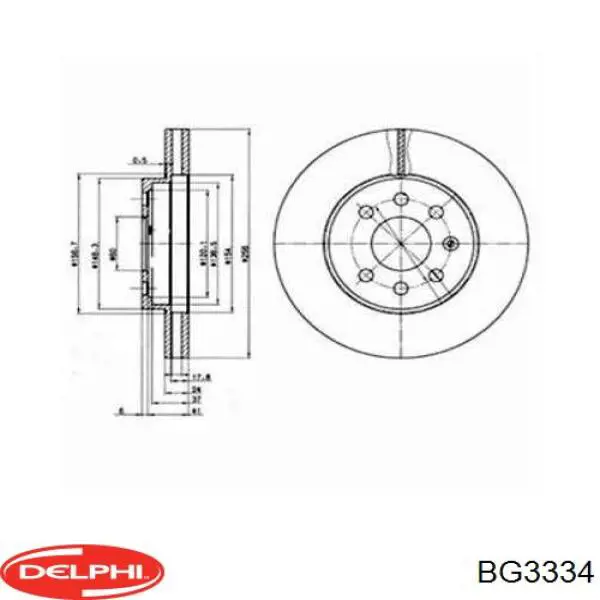 Диск гальмівний передній BG3334 Delphi