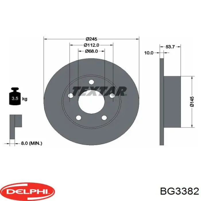 Купити BG3382 Delphi Диск заднього гальма