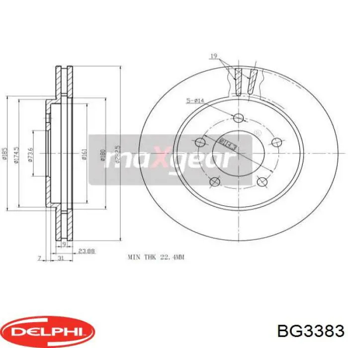 BG3383 Delphi диск гальмівний передній