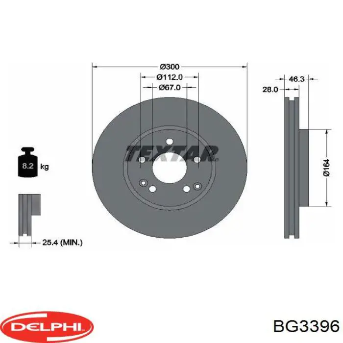 Диск переднього гальма Delphi BG3396 ціна, від 46.28 USD