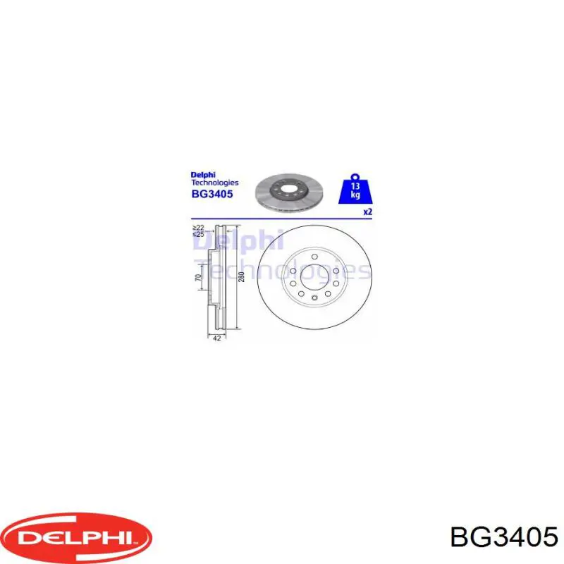 BG3405 Delphi диск гальмівний передній