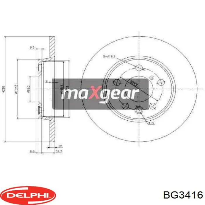 Купити BG3416 Delphi Диск заднього гальма