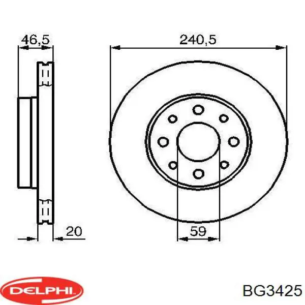 BG3425 Delphi диск гальмівний передній