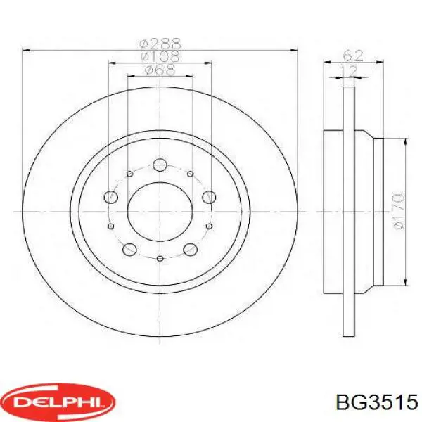 Купити BG3515 Delphi Диск заднього гальма