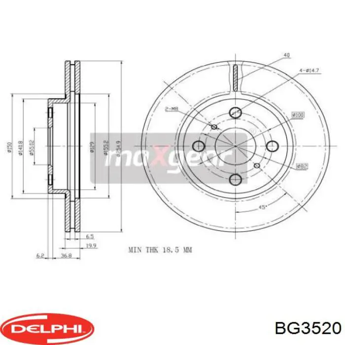 Диск переднього гальма Delphi BG3520 ціна, від 25.01 USD