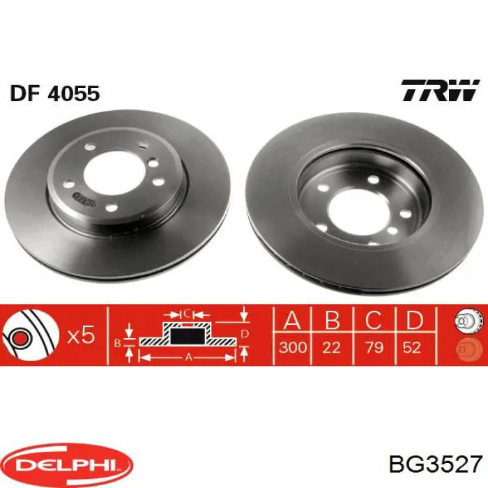 Диск переднього гальма Delphi BG3527 ціна, від 46.63 USD