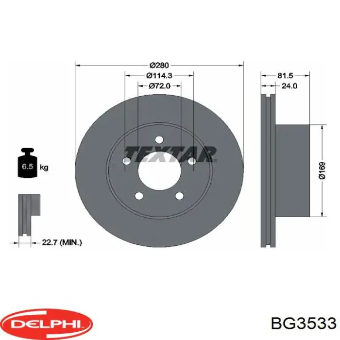 Диск переднього гальма Delphi BG3533 ціна, від 37.07 USD
