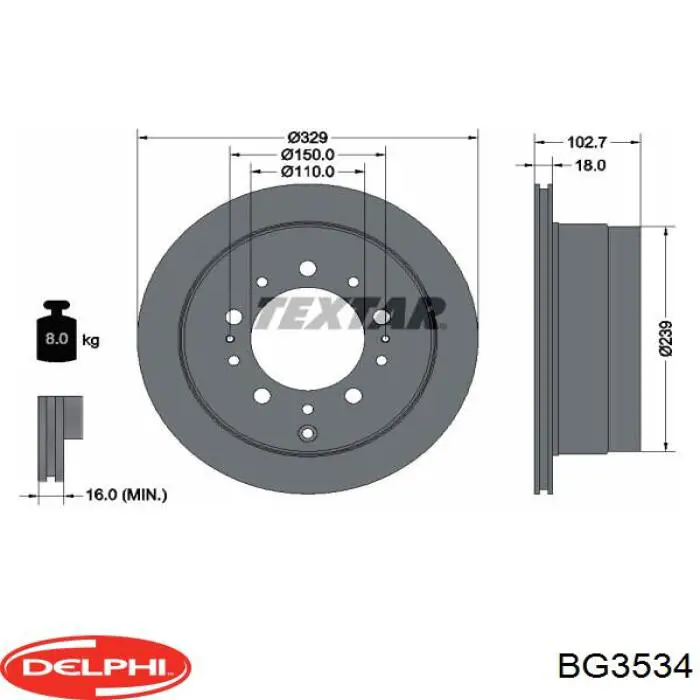 BG3534 Delphi диск гальмівний задній