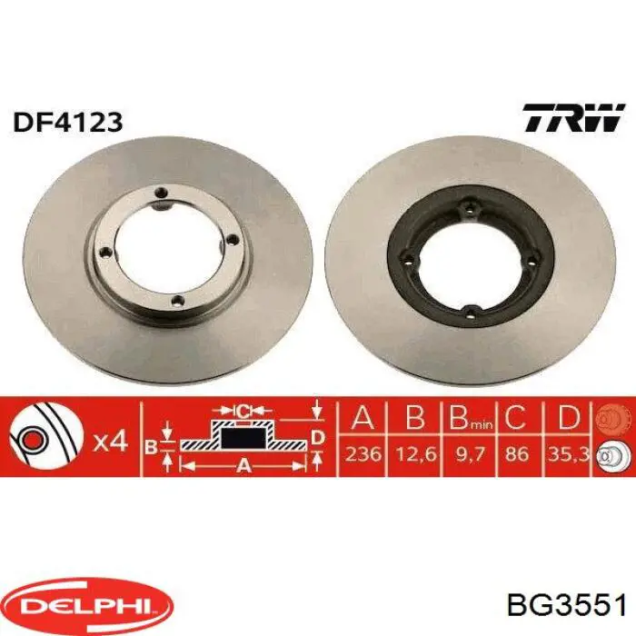BG3551 Delphi диск гальмівний передній