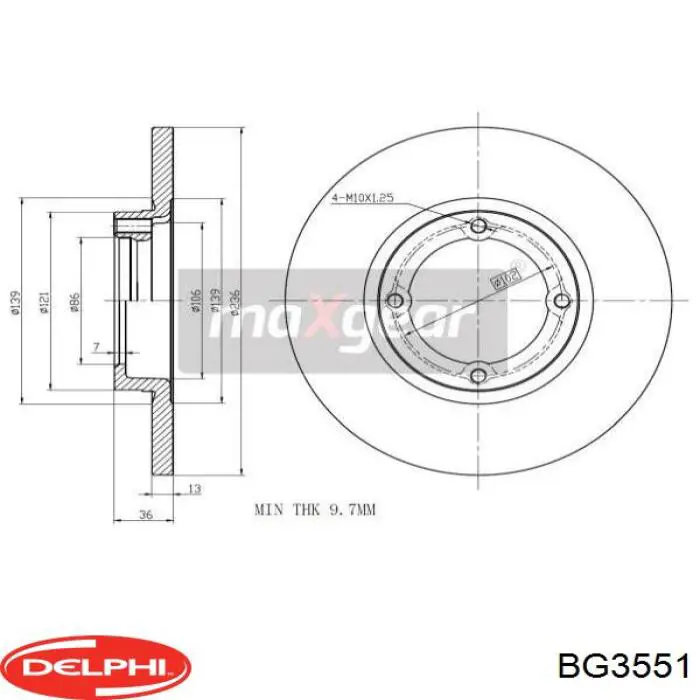 Диск переднього гальма Delphi BG3551 ціна, від 18.67 USD