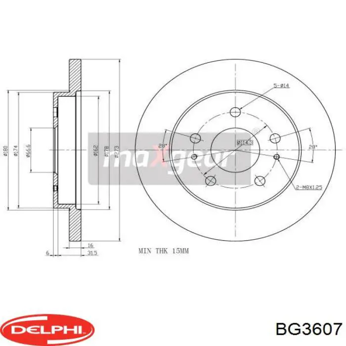 Диск гальмівний передній BG3607 Delphi