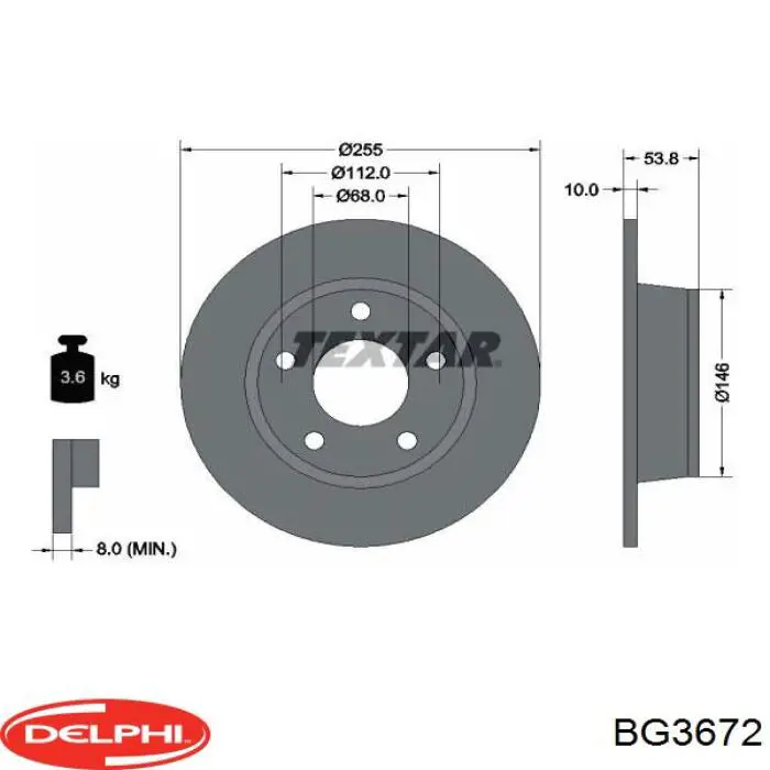 Купити BG3672 Delphi Диск заднього гальма