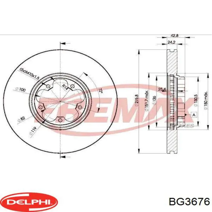 Диск гальмівний передній Delphi BG3676