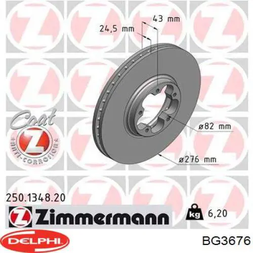 Диск переднього гальма Delphi BG3676 ціна, від 33.93 USD