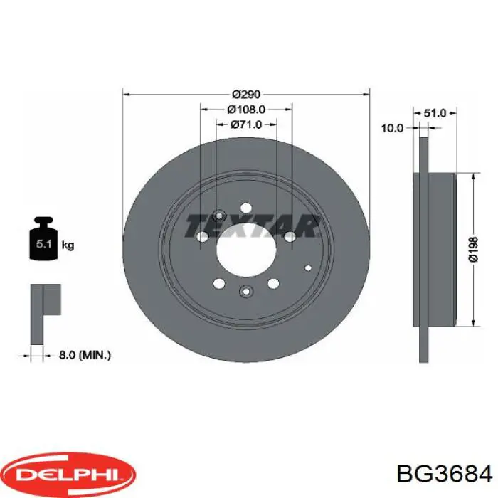 BG3684 Delphi диск гальмівний задній